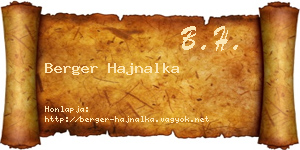 Berger Hajnalka névjegykártya